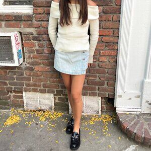Trendy Y2K Denim Wrap Skort | Junior Asymmetrical Jean Mini Skirt Shorts Combo